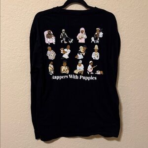 Dog Limited Black Long-Sleeve Tee with Multicolor 'Rappers With Puppies' Graphic